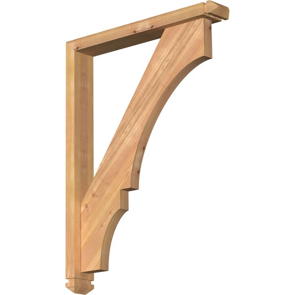 Ekena Millwork Balboa Arts and Crafts Smooth Bracket w/ Offset Brace, Western Red Cedar, 3 1/2"W x 24"D x 32"H BKT0402X24X32BOA03SWR - main